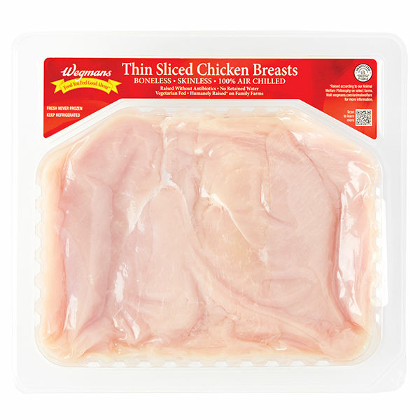 Wegmans Wegmans Antibiotic Free Thin Sliced Boneless Skinless Chicken Breasts SameDay Delivery