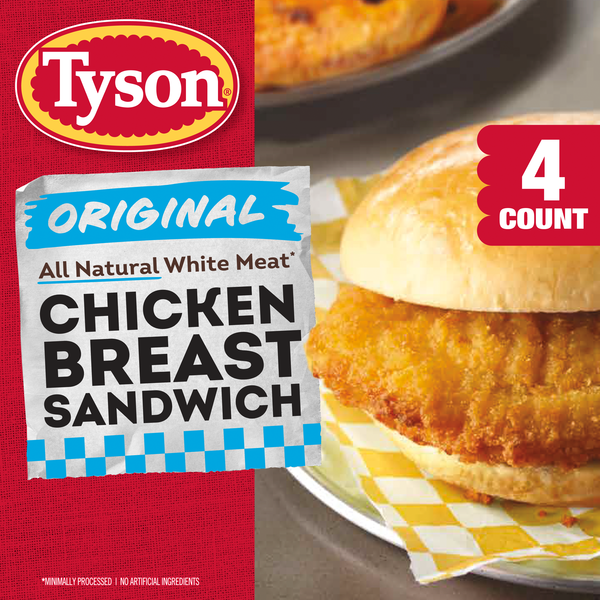 Tyson Frozen Original Chicken Breast Sandwich, 24 oz, 4 ct