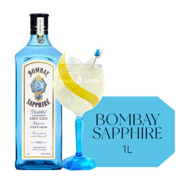 Bombay Sapphire Gin 47% 100Cl/1L Same-Day Delivery or Pickup
