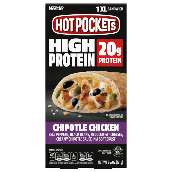 Hot Pockets Hot Pockets High Protein Chipotle Chicken, Air Fryer Food, 1 XL Sandwich,  6.75 oz (Frozen) — product image