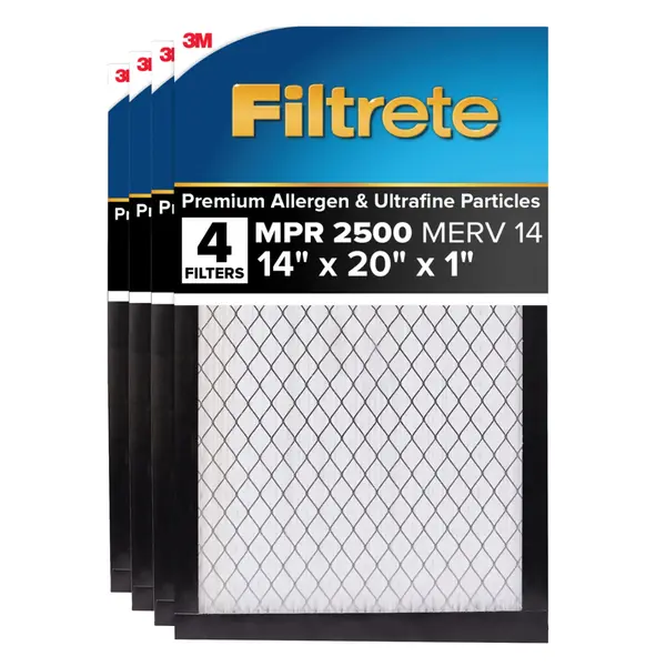 Filtrete Air Filter 1”, MPR 2500 MERV 14, High Performance Premium Allergen, Ultrafine Particles,