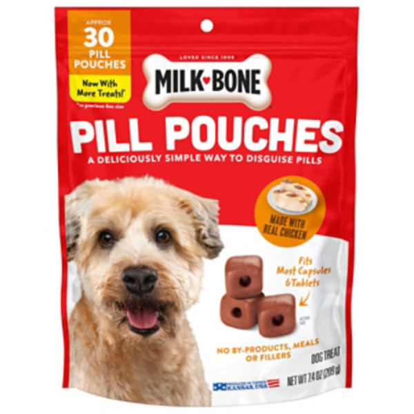 Milk-Bone Pill Pouches Dog Treats With Real Chicken, 30 Count Bag
