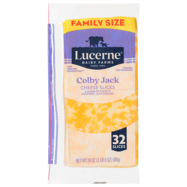 Lucerne Cheese Slices, Colby Jack, Family Size
