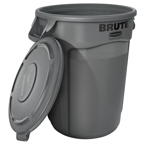 Rubbermaid BRUTE 44 Gallon Gray Plastic Commercial Indoor/Outdoor Detached Lid Trash Can