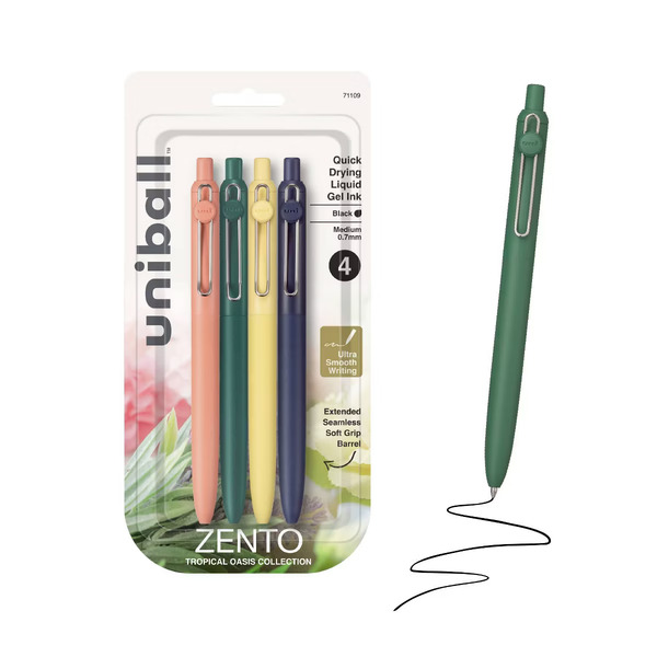 uni-ball Zento Retractable Liquid Gel Pens, Medium Point 0.7 mm - Tropical Oasis Assorted Colors