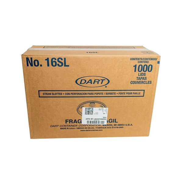 Dart - 16SL - Translucent Lid for 16 oz foam cup with straw slot - 1000 ct