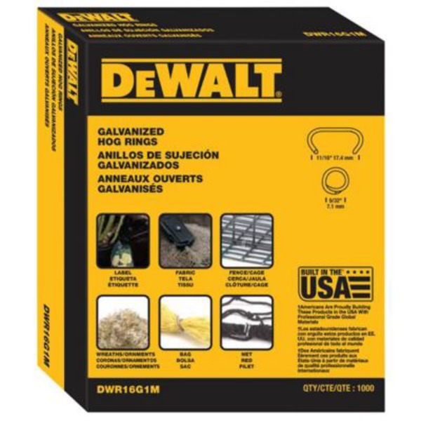 DEWALT DWR16G1M Galvanized Hog Rings, 1,000 pk.