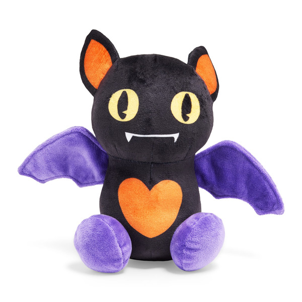 Bootique Big Heart Bat Plush Dog Toy - Black & Purple