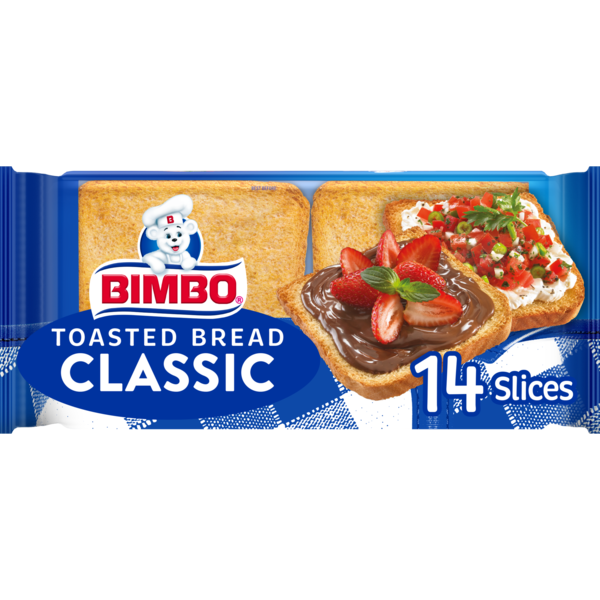 Bimbo Pan Tostado, 14 ct, Classic, Toasted Bread, Toasted Bread, 7.41 oz