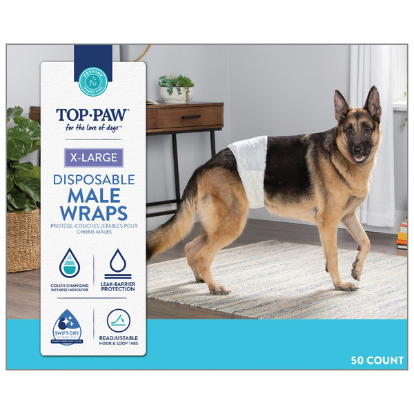 Top Paw Disposable Male Wraps for Dogs With Swift-Dry Technology, Large