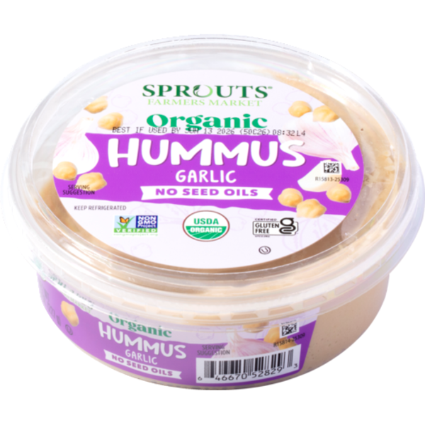 Sprouts Organic Garlic No Seed Oils Hummus