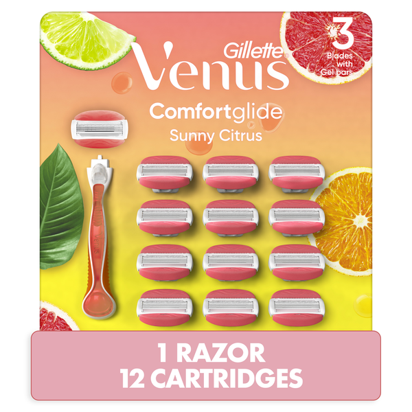 Venus ComfortGlide Sunny Citrus Scented Razor, 1 Razor + 12