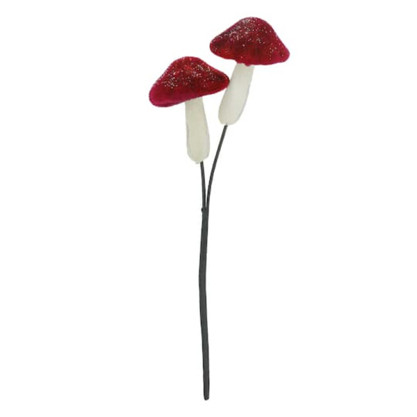 Ashland Velvet Glitter Mushroom Pick
