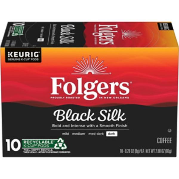Folgers Black Silk Coffee, Dark Roast, Keurig K-Cup Pods