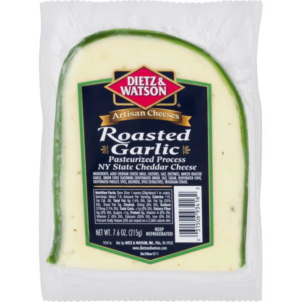 Dietz & Watson Cheese, NY State Cheddar, Roasted Garlic, Artisan