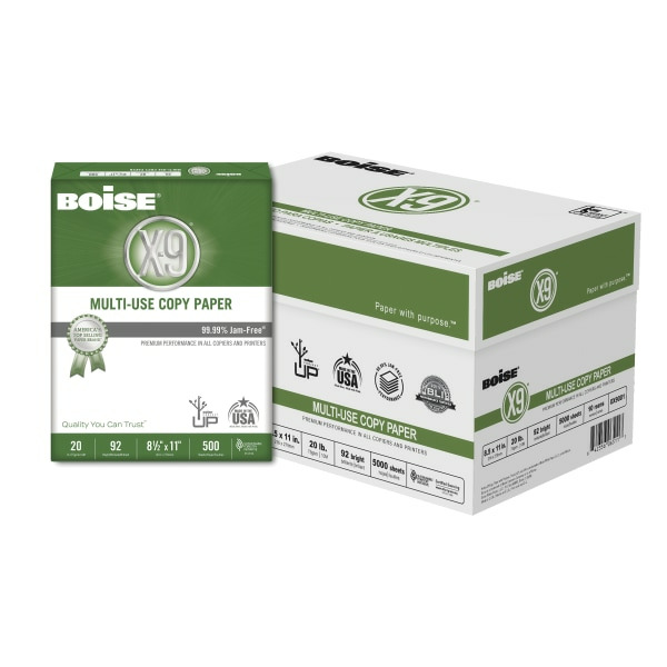Boise Paper X-9 92 Brightness Letter Size Paper Multi-Use Copy Paper - White - 20 Pounds