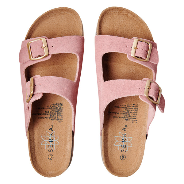 ALDI Serra Ladies' Genuine Leather Footbed Sandals, Size Pink