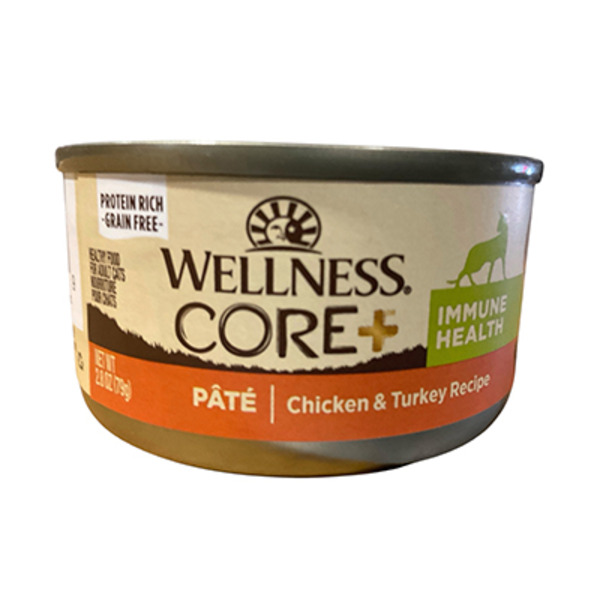 Wellness Core+ Grain Free Pate Chicken & Turkey Recipe Healthy Food For Adult Cat