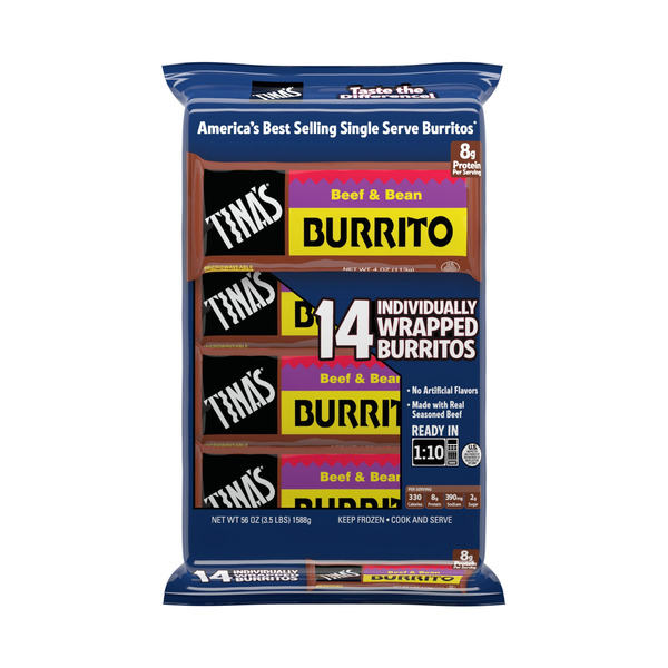 Tina's Beef & Bean Burritos, Family Value Pack, Hearty Protein