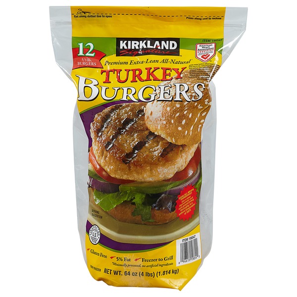 Kirkland Signature Turkey Brgrs 12 Ct 6/4 (4 lb) from Costco Instacart
