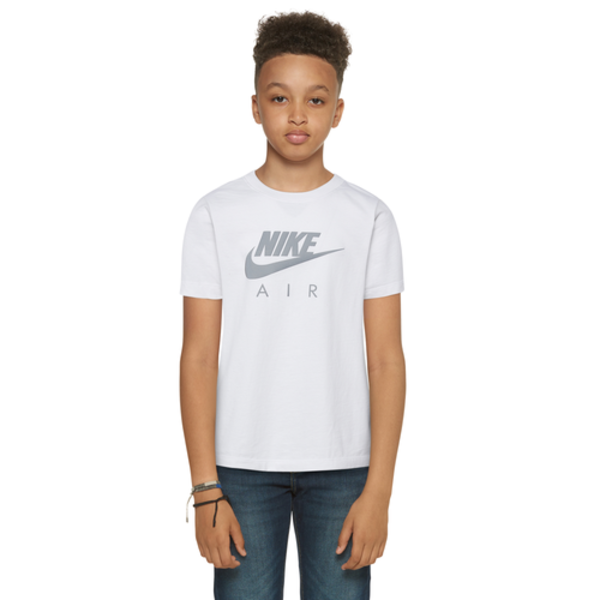 Nike Boys' Grade School Air Logo T-Shirt, M - Silver/White