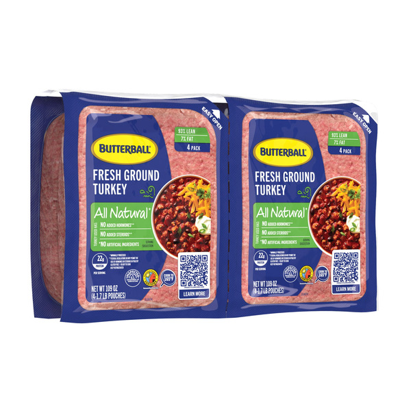 Fresh Ground Turkey 93% Lean / 7% Fat, 4 x 1.7 lbs