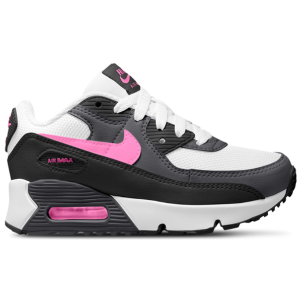 Nike Girls' Air Max 90 Mesh Lace Preschool Shoes, Size 1.5 - Black/Playful Pink/White