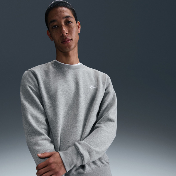Nike Men's Club Fleece Crewneck Sweatshirt, Small - Dark Grey Heather