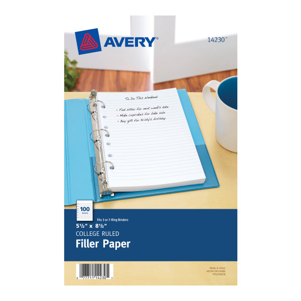 Avery College Ruled Filler Paper White