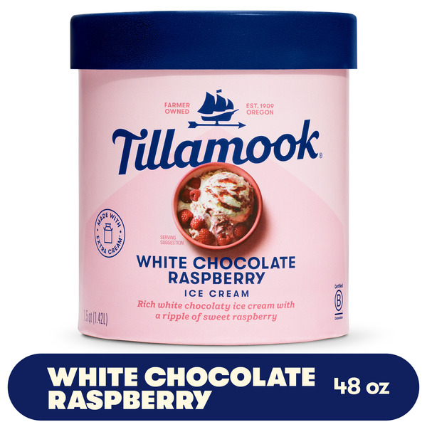 Tillamook White Chocolate Raspberry Ice Cream, 48fl-oz Same-Day