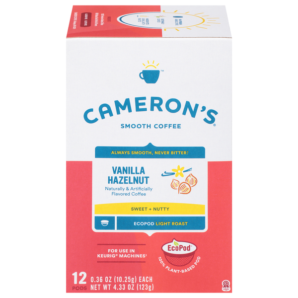 Cameron's Coffee EcoPods, Flavored, Vanilla Hazelnut Light Roast Same ...