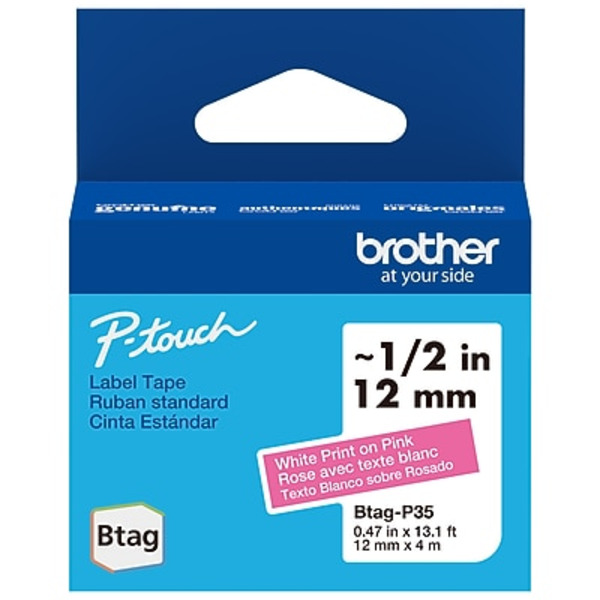 Brother P-touch Btag Label Tape - White & Pink