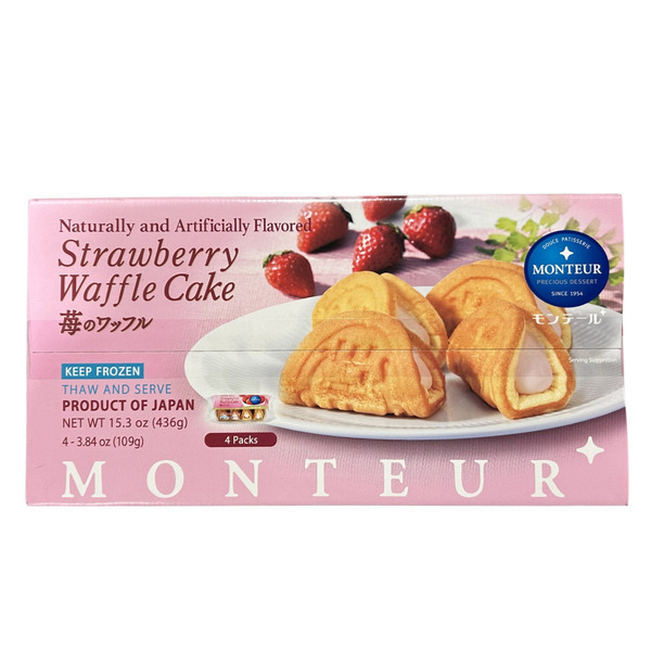 Monteur Strawberry Waffles Cake, 3.84 oz, 4-count