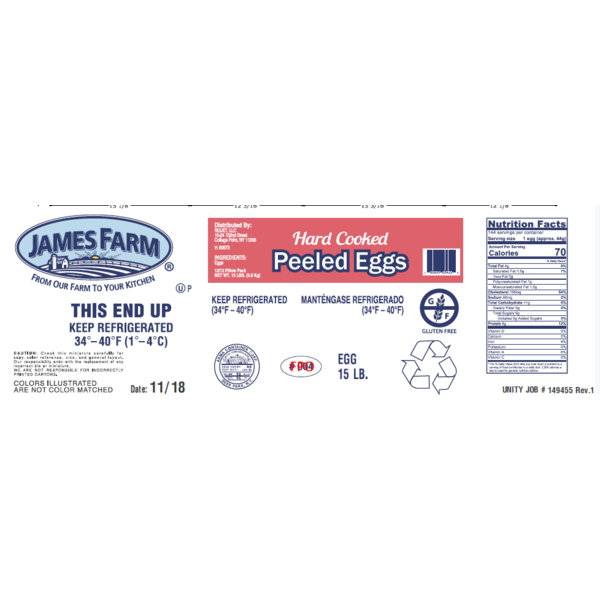 James Farm - Hard Cooked Peeled Eggs - 144 Ct