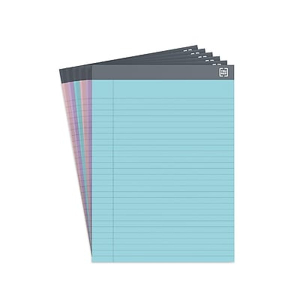 TRU RED TR57363 8.5" x 11.75" 50 Sheets Pad 6 Pads Pack Wide Ruled Pastels