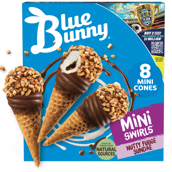 Mize's Thriftway Blue Bunny Mini Swirls Nutty Fudge Sundae Cones