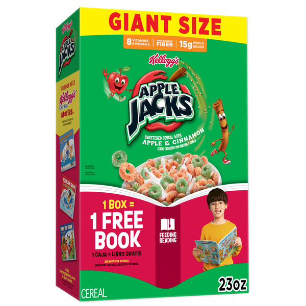Kellogg's Apple Jacks Breakfast Cereal, Kids Snacks, Family Breakfast, Giant Size, Original, Box (1 Box)