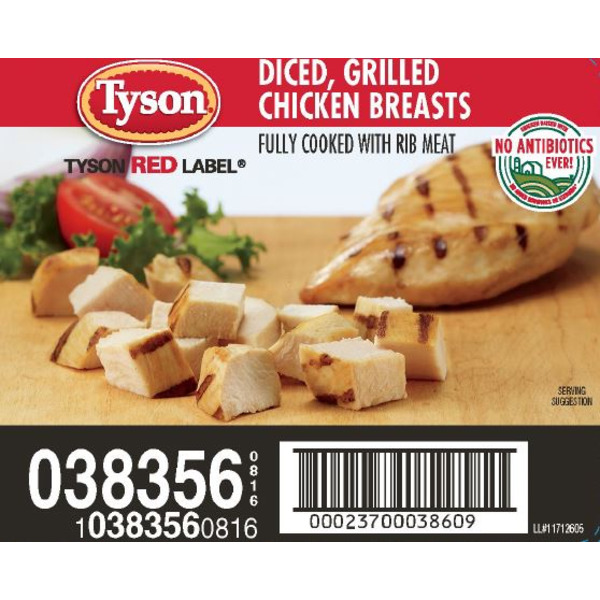 Frozen Tyson - NAE Fully Cooked, 1/2" Diced, Grilled Chicken Breast- 10 lbs