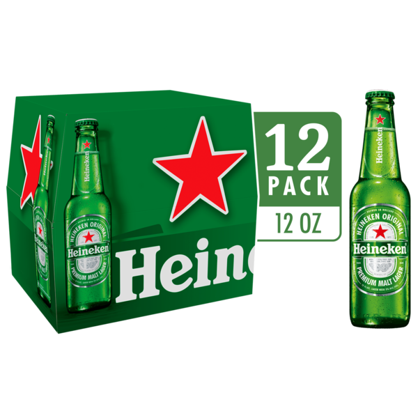Heineken Original Lager Beer, 12 Pack, 12 fl oz Bottles Same-Day