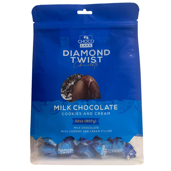 Choco Lake Diamond Twist Milk Chocolate Cookies & Cream, 32 oz