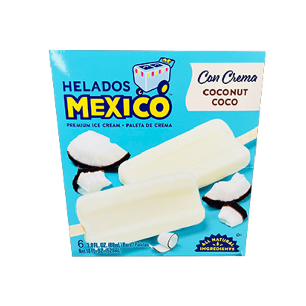Helados Mexico Ice Cream Bars, Premium, Coconut
