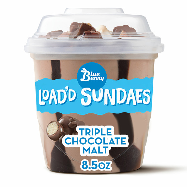 Blue Bunny Load'd Sundaes Triple Chocolate Malt Cup Same-Day
