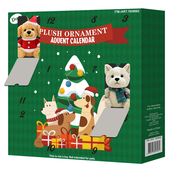 Plush Ornament Advent Calendar, Set of 12, Assorted Style