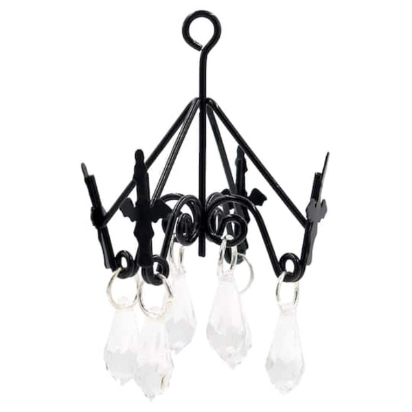 Ashland Mini Black Bat & Crystal Chandelier Decoration