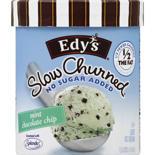 Edy's Ice Cream, Light, Mint Chocolate Chip, No Sugar Added (1.5 qt