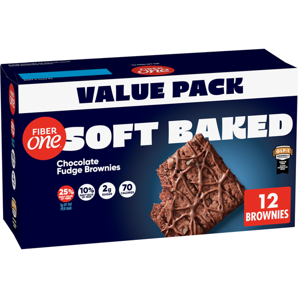 Fiber One Soft Baked Chocolate Fudge Brownies Fiber Snacks Value Pack