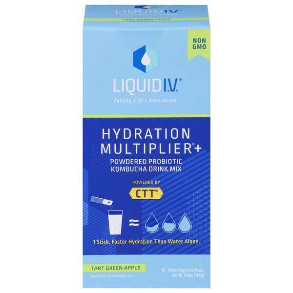 Liquid I.V. Tart Green Apple Powered Probiotic Kombucha Drink Mix