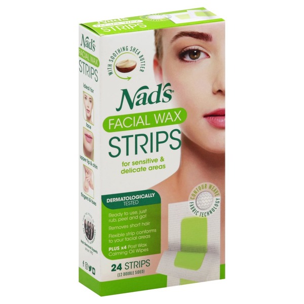 Nads Facial Wax Strips, with Soothing Shea Butter (24 ct) Instacart