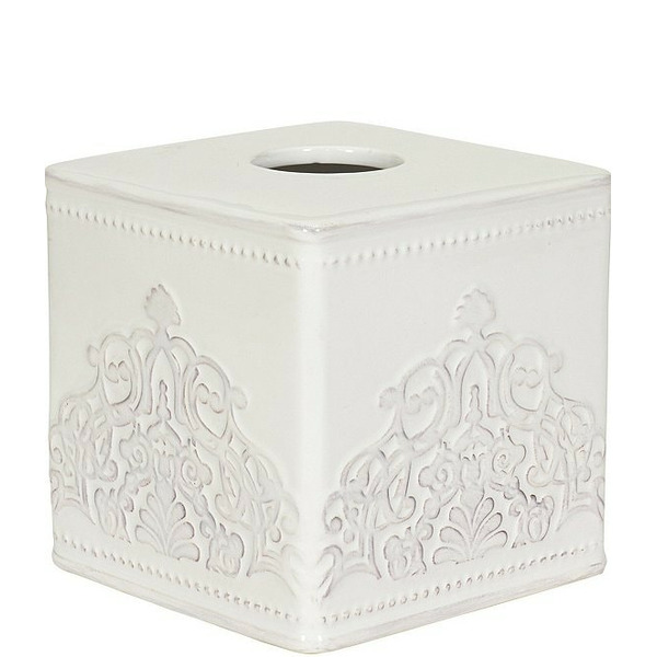 J. Queen New York Lauralynn Embossed Glazed Ceramic  Tissue Cover