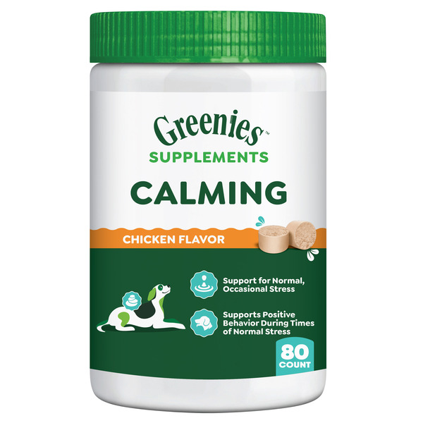 GREENIES Supplements Calming Chews for Dogs Chicken Flavor, 14.7 oz. Container of 80 ct. Soft Chews